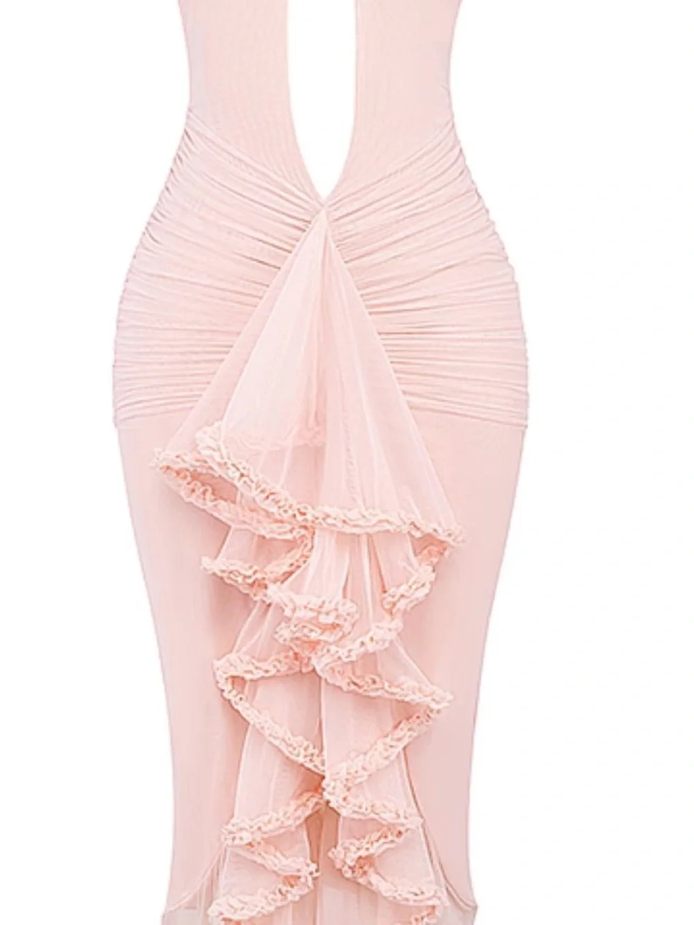 Pink Ruffle Cutout Maxi Dress - Picture 4 of 9
